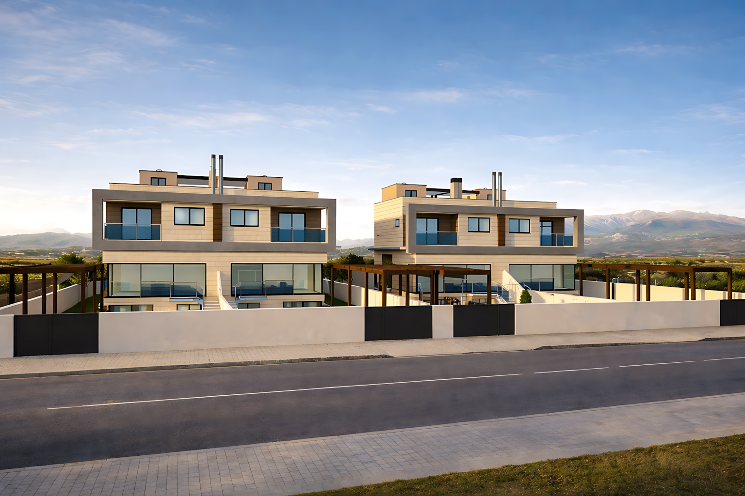 Residencial Villas Trinidad - Dos villas al atardecer
